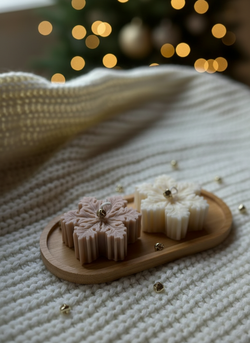 Свічки з новою ялинкою на фоні