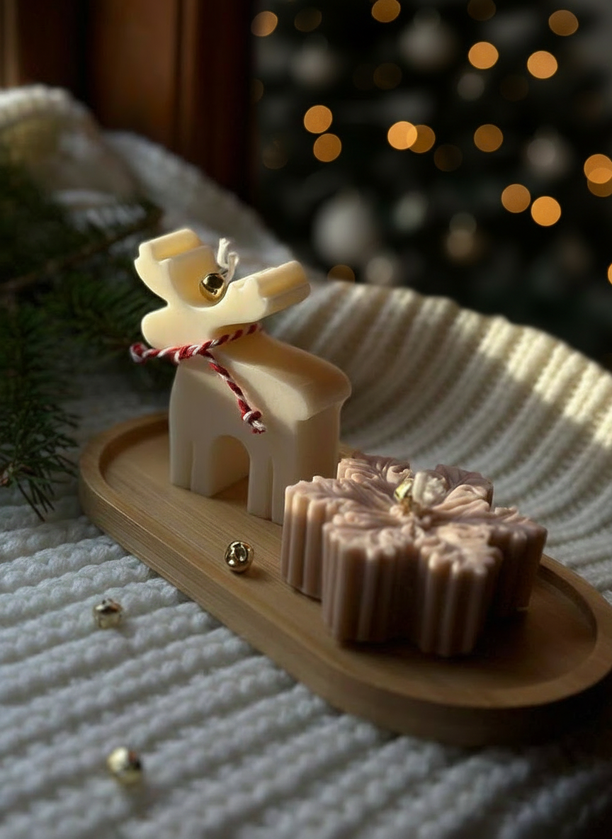 Свічки з ялинкою та золотим боке