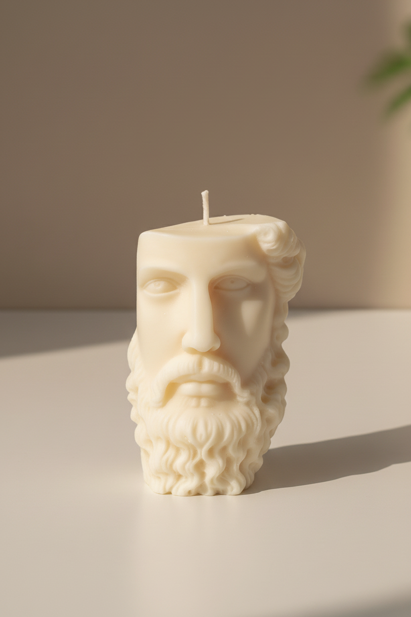 Greek bust candle extreme close-up