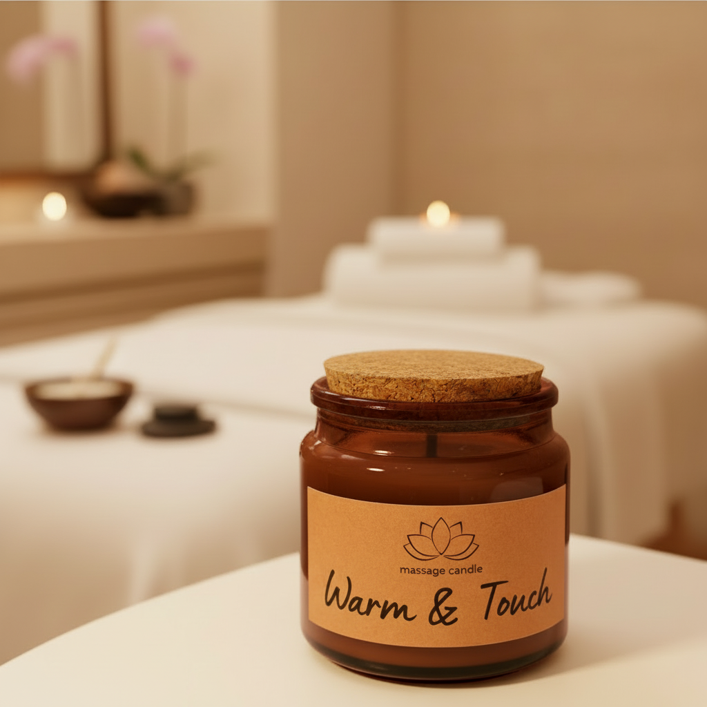 Massage candle in dark brown glass